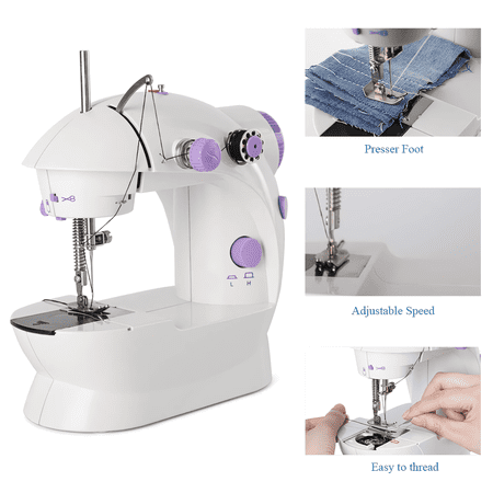 Mini Sewing Machine for Beginner, Dual Speed Portable Machine with Extension Table, Light, Sewing Kit for Household, Travel
