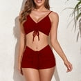 thumbnail image 2 of Elainilye Fashion Bikini Sets for Women Bikini with Chest Pad Without Steel Support Sexy Strap Split Swimsuit Beach Two Piece Set,Red, 2 of 5