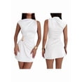 thumbnail image 3 of Women's Ruched Mini Dress Sleeveless Going Out Formal Party Bodycon Sun Dresses White XXL, 3 of 6