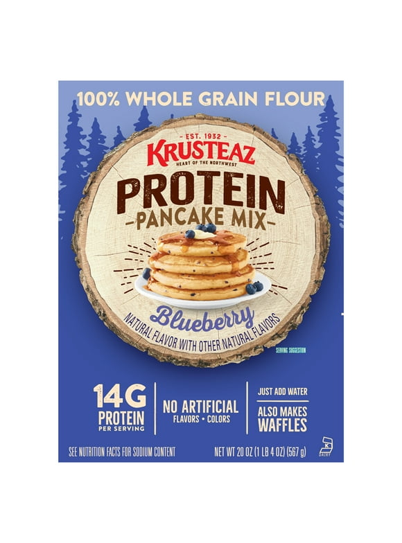 Krusteaz Protein Blueberry Pancake Mix, 20 oz Box