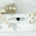 thumbnail image 6 of Rosec Jewels 5 MM Bezel Set Heart Shape Solitaire Created Black Diamond Celtic Ring, 18K White Gold, US 6.00, 6 of 8