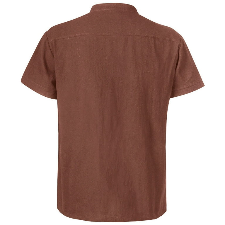 adviicd Shirts For Men Men's Tactical Cargo Shirt Denim Work Shirt Military  Casual Slim Fit Short Sleeve Button Down Blouse Shirts Tops Brown XL