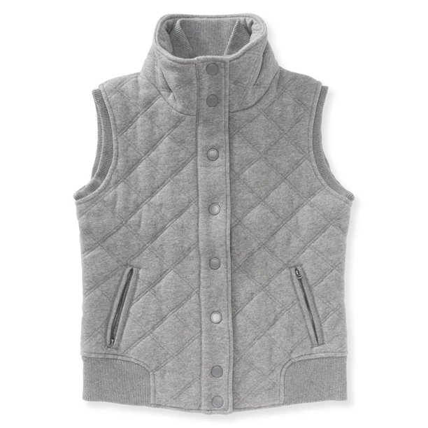 Aeropostale Chaleco acolchado con diamantes para mujer, gris, grande Aeropostale Chaleco acolchado