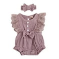 thumbnail image 3 of Splozh Baby Girl Bodysuit, Infant Baby Cotton Bodysuits, Toddler Baby Girl Boy Jumpsuit Fly Sleeve Romper New Born Clothes Baby Girl,Purple,12-18 Months, 3 of 5