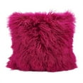 thumbnail image 1 of Saro Lifestyle 3564.FU20S Wool Mongolian Lamb Fur Throw Pillow, Fuchsia, 1 of 5