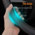 thumbnail image 2 of Nappa Leather Car Steering Wheel Cover, Stylish Non-Slip Leather Car Interior 15 Inches Universal, D-Shape, Black, 2 of 7