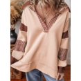 thumbnail image 3 of Osfvolr Womens Oversized Sweatshirts Striped Colorblock Patchwork Collar Sweatshirt Casual Pullover Tops Khaki XXL, 3 of 5