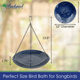 thumbnail image 3 of Backyard Essentials Bird Bath Hanging Birdbath Blue Bluebird for Bird Feeders, 3 of 8