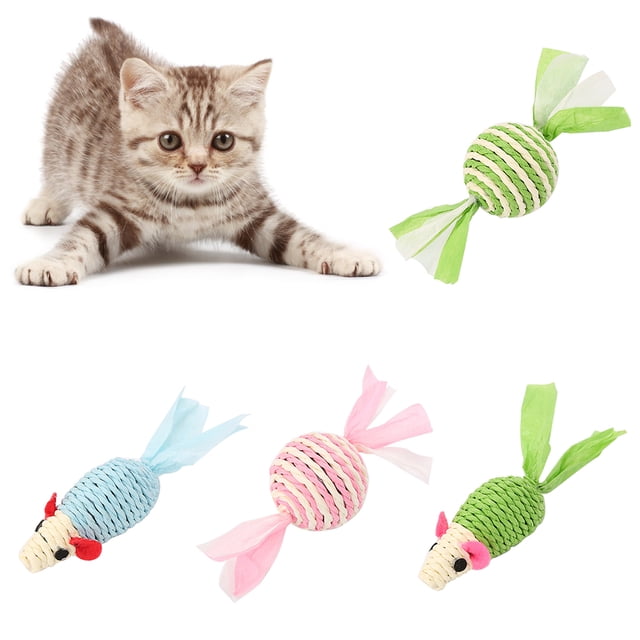 Trayknick Pet Cat Kitten Mouse Rattle Toy Bite Chew Catch Clean Teeth Interactive Gift Style 4