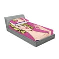 thumbnail image 2 of Ambesonne Vintage Fitted Sheet & Pillow Sham Set, Pop Art Woman OK Sign, Twin, Multicolor, 2 of 2