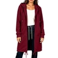 thumbnail image 4 of NTACZA Womens Sweatshirt Drawstring Long Sweatshirt Hoodies Zip Up Comfort Long Sleeve Coat with Pockets Outerwear Red S, 4 of 8
