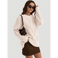 thumbnail image 4 of Women's Oversized Cable Knit Crewneck Sweaters XL, 4 of 7