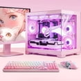 thumbnail image 3 of Hoengager Gaming PC AMD Ryzen 7 9700X, RTX 5060 8G, 32GB DDR5, 1TB SSD, 850W PSU,360 AIO Liquid Cooler, RGB Fusion 2.0, Win 11 + Keyboard- Pink, 3 of 12