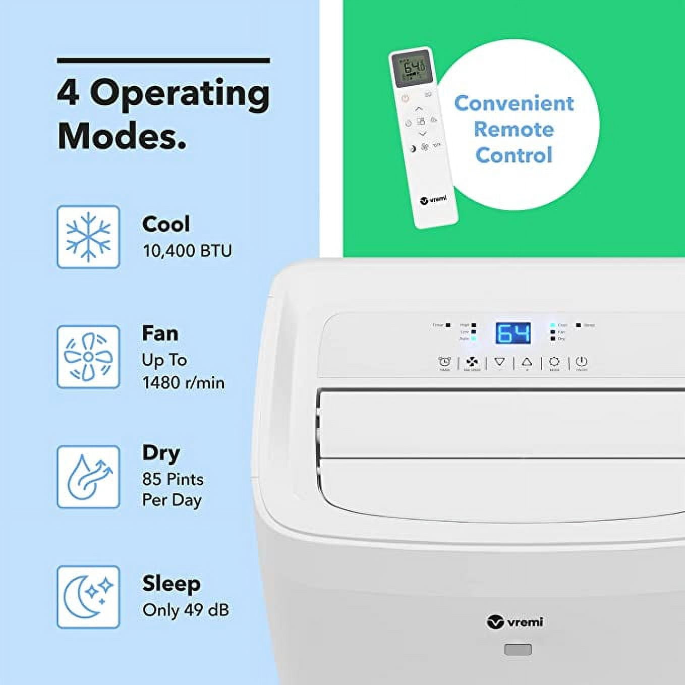 Vremi 14000 BTU Portable Air Conditioner for 400 to 450 Sq Ft Rooms