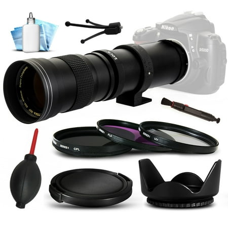 Opteka 420-800mm f8.3 Telephoto Lens with Filters, Hood, Lens Pen, Cleaning Kit for Pentax K-S1, K-500, K-50, K-30, K5 IIs, K-7, K-5, K-3, K-2, K-X, K20D, K100D, K110D and K10D Digital SLR (Best Lens For Pentax K5)