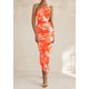 thumbnail image 4 of Vestido PRETTYGARDEN de un Hombro Fruncido Floral Naranja Claro XXL, 4 of 8