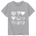 thumbnail image 3 of Rhuody Girls Tops Round Neck Tee Short Sleeve Cartoon Heart Prints T Shirt Tops Classic Daily Wear 1-2 Years Light Gray, 3 of 3