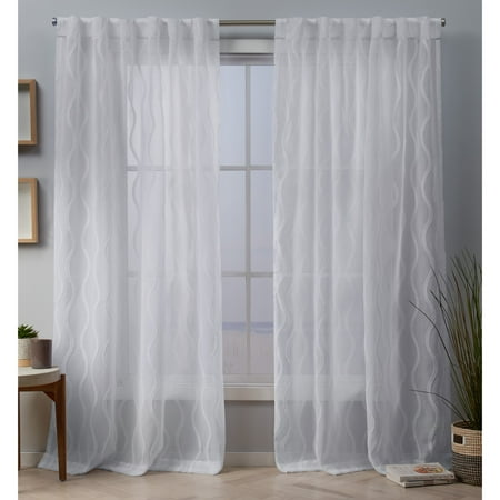 Exclusive Home Curtains 2 Pack Belfast Woven Wave Embellished Sheer Hidden Tab Top Curtain (Best Way To Wash Sheer Curtains)