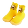 thumbnail image 3 of PINQI Toddler House Shoes Kids Baby Boys Girls Cute Warm Knit Soft Sole Rubber Shoes Socks Slipper Stocking for Indoor Outdoor(Yellow,9-12 Months), 3 of 4