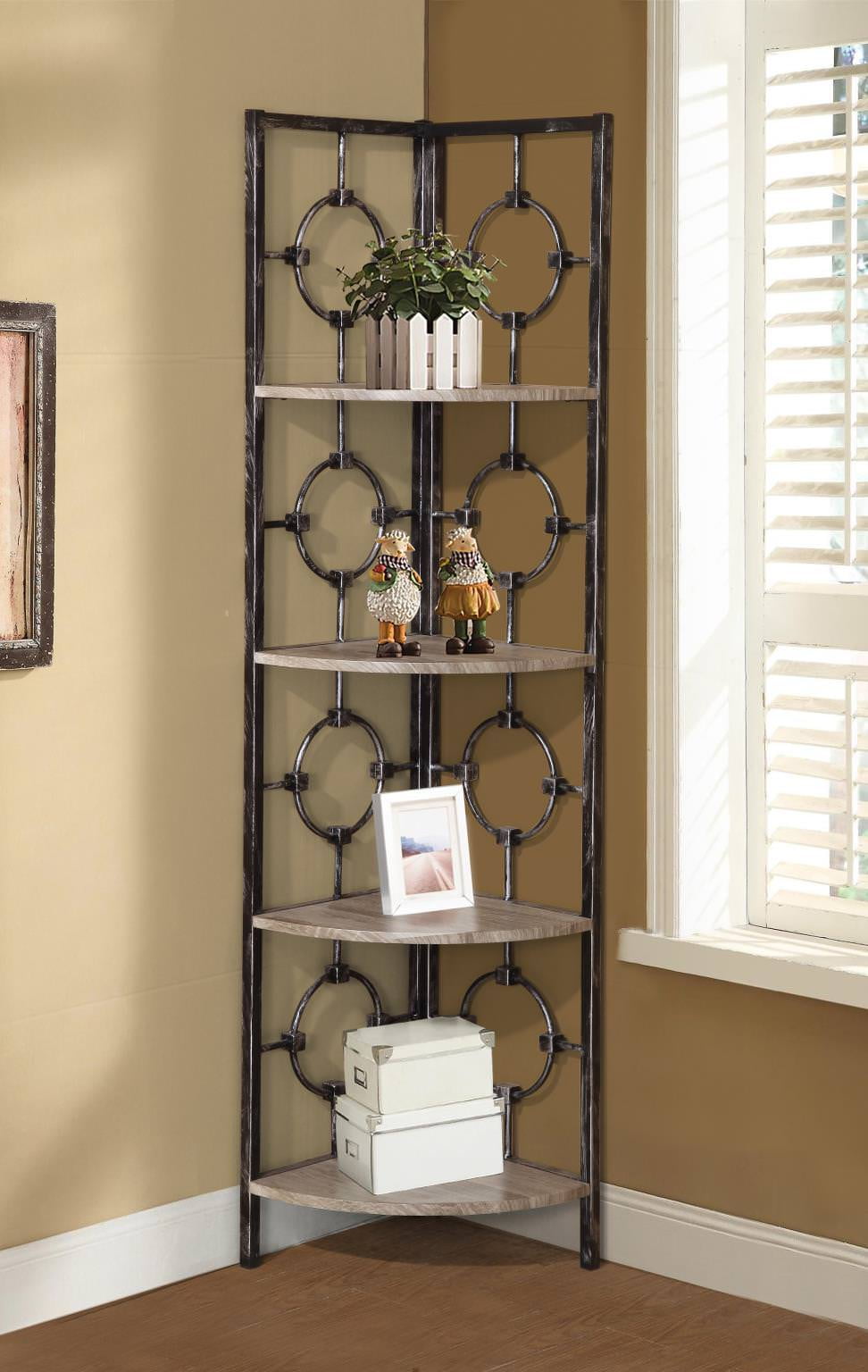 Home Source Kurt Mixed Media Corner Shelf