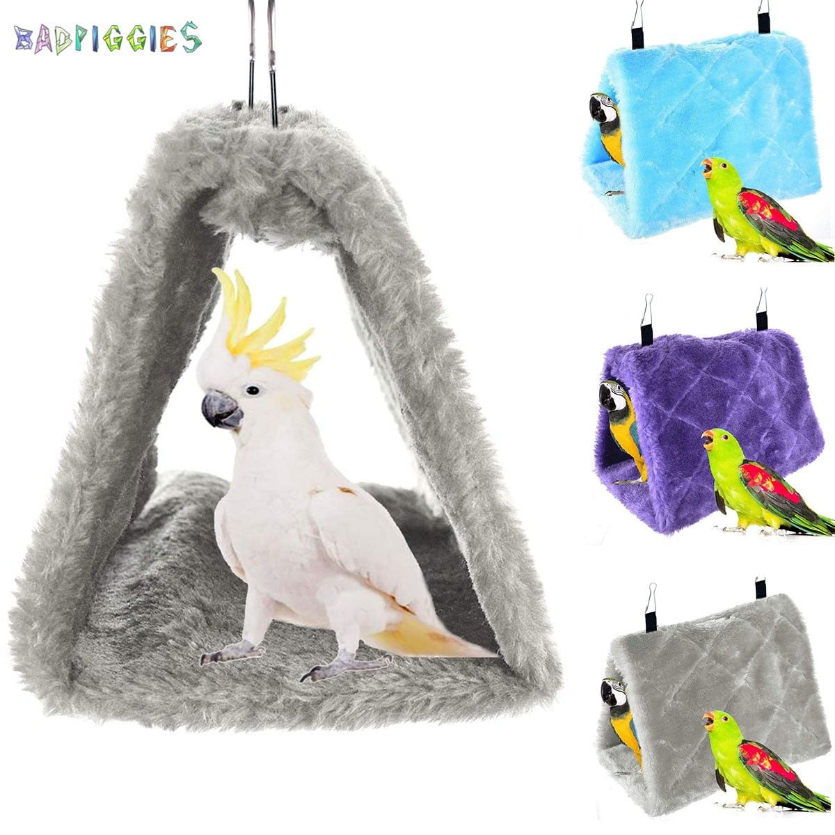 BadPiggies Winter Warm Bird Nest House Shed Hut Plush Fluffy Hanging Hammock Finch Cage Birds