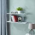 thumbnail image 2 of Danya B. Contemporary Two Level White Shelving System with White Wire Brackets, 2 of 3