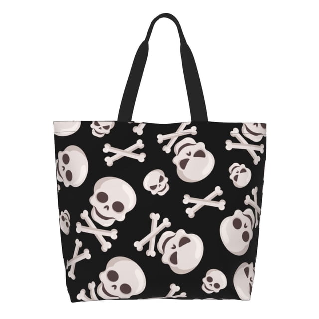 Easygdp black white Skull bone Bolsas Tote para Mujer, Bolsos de Hombro para Viaje, Bolsos de Mano de Gran Capacidad para Compras y Trabajo