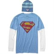 Superman - Big Men's Hangdown Tee with Beanie, Size 2XL