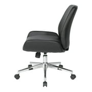 Office Star Products Black Faux Leather Chair with Chrome Finish Base