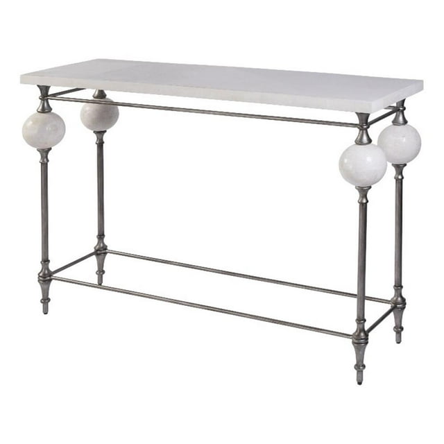 Beaumont Lane Table Console Rectangulaire Traditionnelle 48"W en Pierre et Métal Blanche