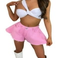 thumbnail image 1 of Women Loose Style Shorts Solid Color Cutting Edge Flared Denim Shorts, 1 of 6