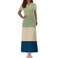 thumbnail image 1 of LOVZFMLL Robe Cheville à Manches Courtes Imprimée à Col Rond pour Femme Vert Menthe P, 1 of 4