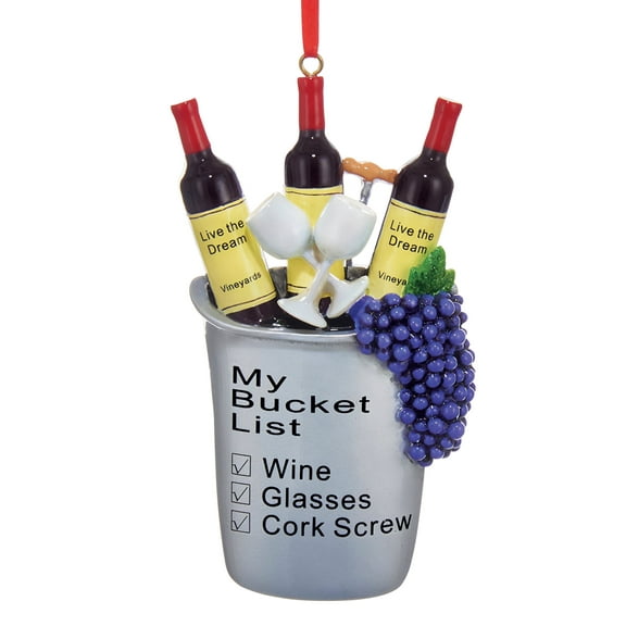 Collections Etc Hand-Painted My Bucket List Wine Christmas Ornament
