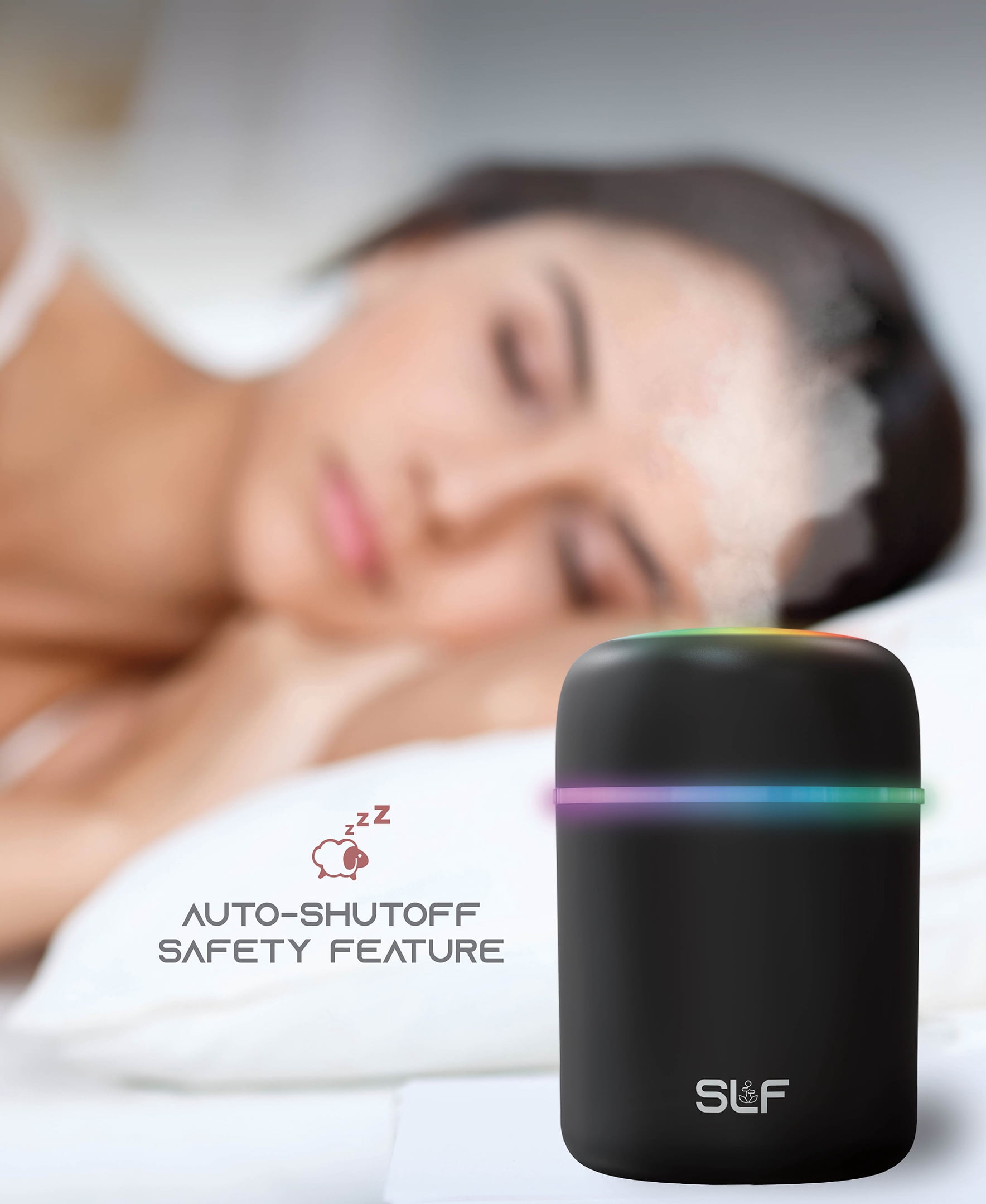 SLF Mini Humidifier, USB-Powered LED Mist Humidifier, 160 sq. ft. Coverage Area