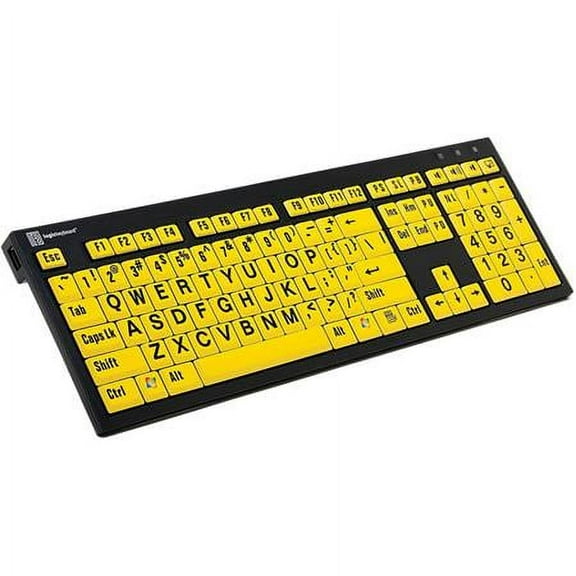 Logickeyboard LargePrint Black on Yellow, PC Nero Slimline Keyboard, US English