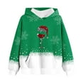 thumbnail image 5 of lcziwo Gifts for Girls Christmas Graphic Cute Hooded Sweatshirts Fashion Wine Glass Print Long Sleeve Hoodies with Kangaroo Pocket, Green, 140, 5 of 7