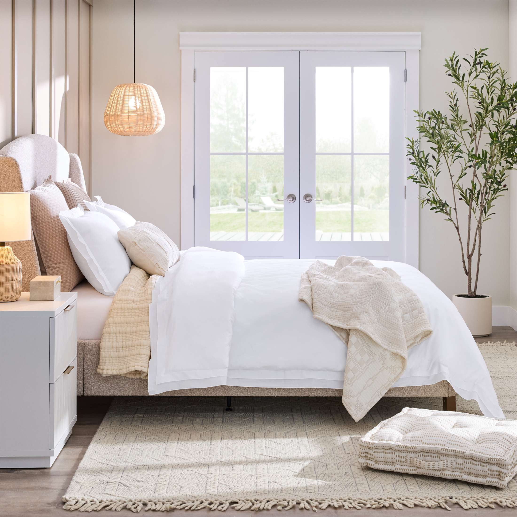 Better Homes & Gardens 3-Piece Arctic White Cotton Percale Duvet Cover Set, Full/Queen