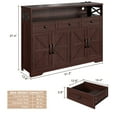 thumbnail image 3 of Veanerwood Farmhouse Buffet Cabinet with Drawers & Open Shelf, Sideboard Storage Cabinet, Kitchen Hutch Pantry, Wood Coffee Bar Station Cabinet for Kitchen, Dining Room, Hallway, 52" L Dark Brown, 3 of 8
