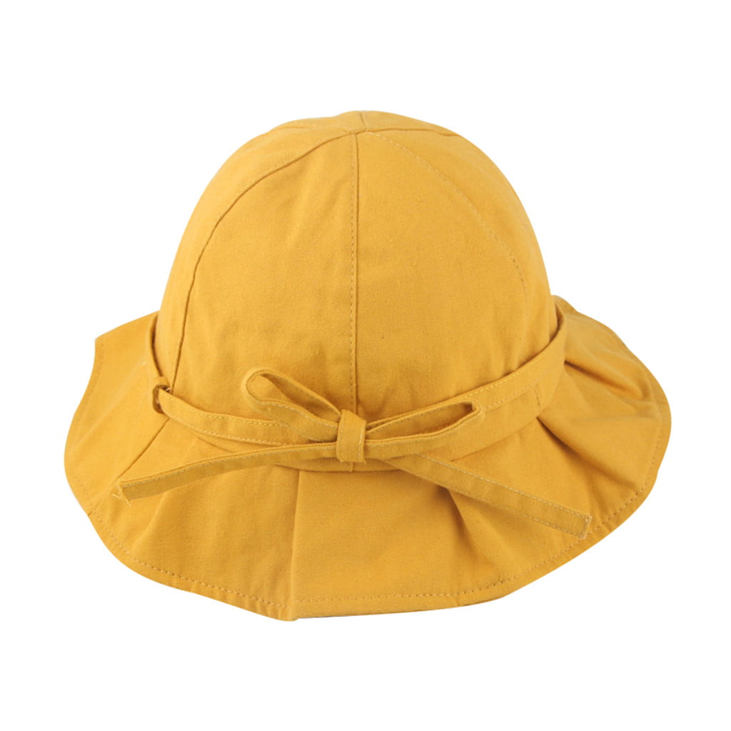 Toddler Baby Kids Girls Boys Candy Solid Ribbons Breathable Hat Bucket Cap 