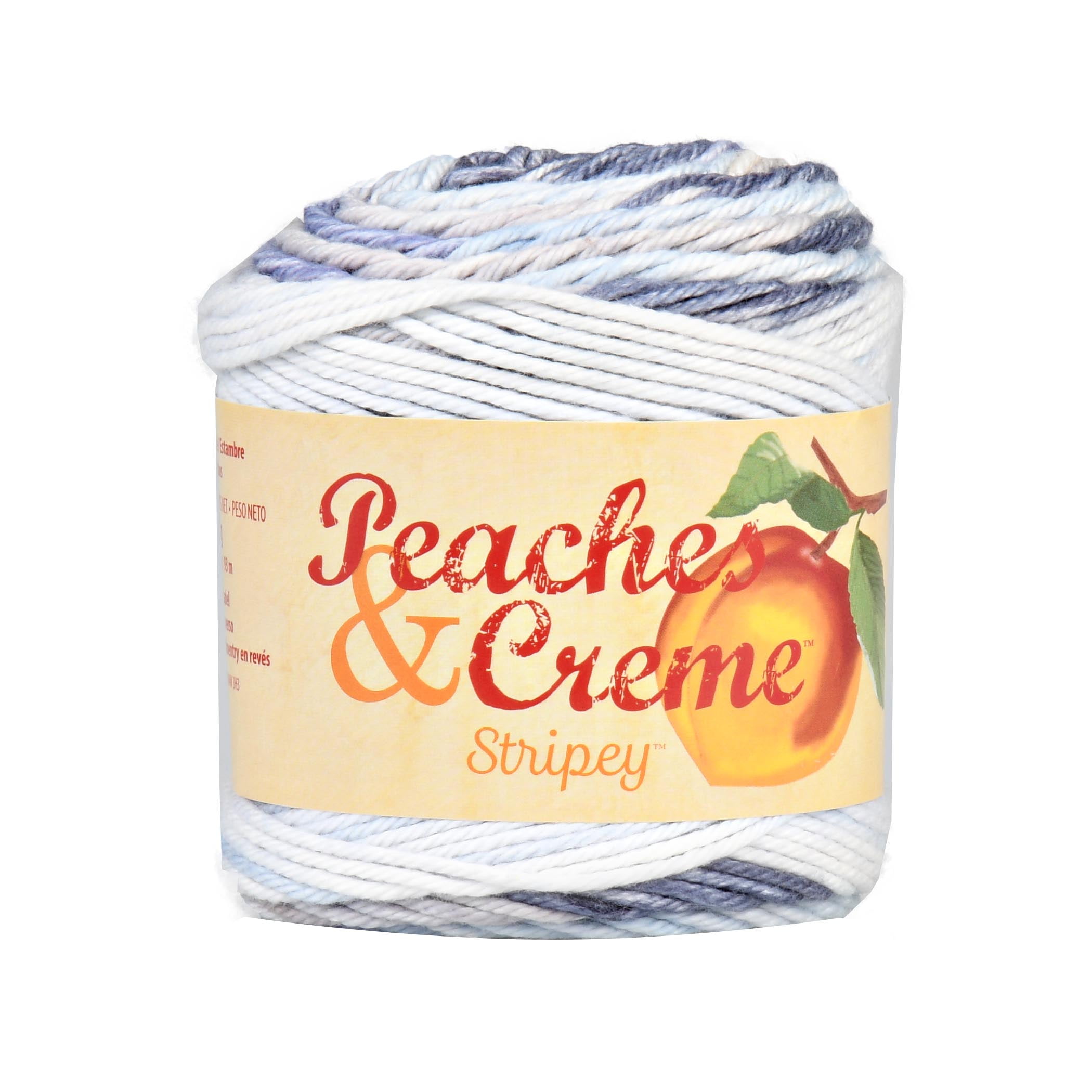 Peaches & Creme Stripey 4 Medium Cotton Yarn, Denim 2oz/56.7g, 102