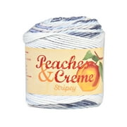 Peaches & Creme Stripey 4 Medium Cotton Yarn, Denim 2oz/56.7g, 102 Yards