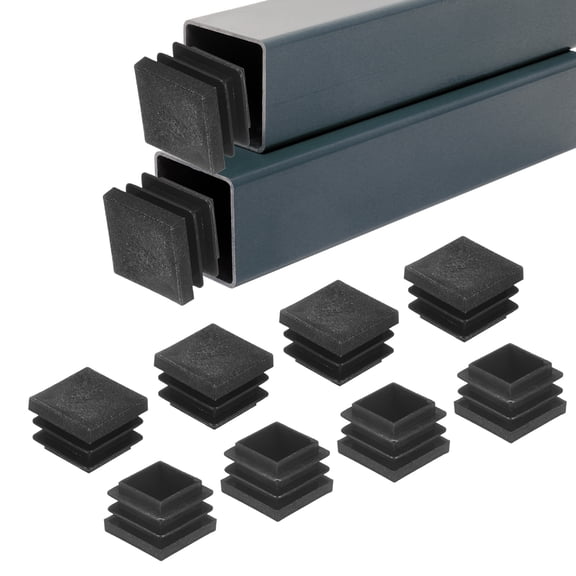 Uxcell 30-Pack Square Tubing End Caps, 0.9Inch/22mm Plastic Tube Plugs for Square Metal Tube/Chair Legs [Black]