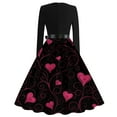 thumbnail image 3 of Fgvctg Valentine's Day Party Dresses for Women Trendy Long Sleeve Cocktail Dress Vintage Dinner 1950s Dresses Sweet Love Heart Graphic Outfits Crewneck Clothes Purple Pink 2XL, 3 of 4