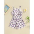 thumbnail image 4 of Qtinghua Toddler Baby Girls Jumpsuit Sleeveless Daisy Print Button Down Romper Shorts Playsuit Summer Clothes, 4 of 9