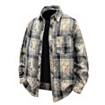 thumbnail image 1 of Blusa y camisa de manga larga con cuello vuelto para hombre, moda informal, botones, bolsillo enrejado, cuello vuelto, camisa de manga larga para hombre, abrigo de poliéster, 1 of 3