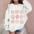 thumbnail image 2 of MEZZALL Chandail Molletonné Enfants Graphique Fille Tout-Petit Col Rond Manches Longues Chandail à Enfiler à Imprimé Floral Hauts, Blanc, 3-4 Ans, 2 of 4