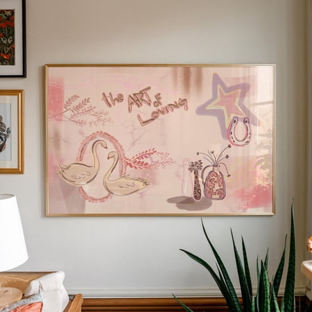 Art Of Loving Print, Pink Swan Poster, Pink Bedroom Art