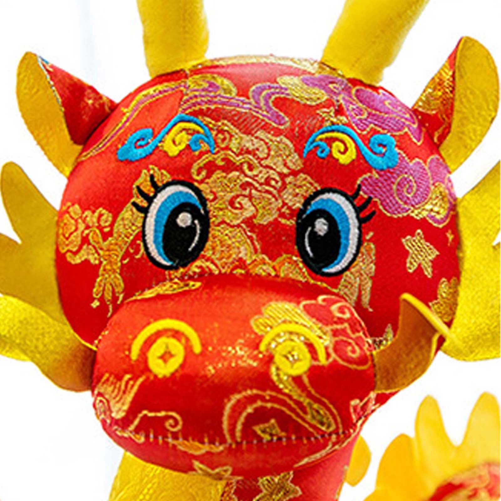 Linjieee Furry Bones Plush 2024 New Year Chinese Dragon Satin Cloth Doll Dragon Doll Plush Toy 6934