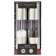 Cole & Mason Oslo Precision + Adjustable Salt & Pepper Mill Set, Silver/Clear Top