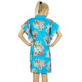 thumbnail image 5 of Bimba Women Cotton Kaftan Bridesmaid Short Blue Floral Caftan, 5 of 5